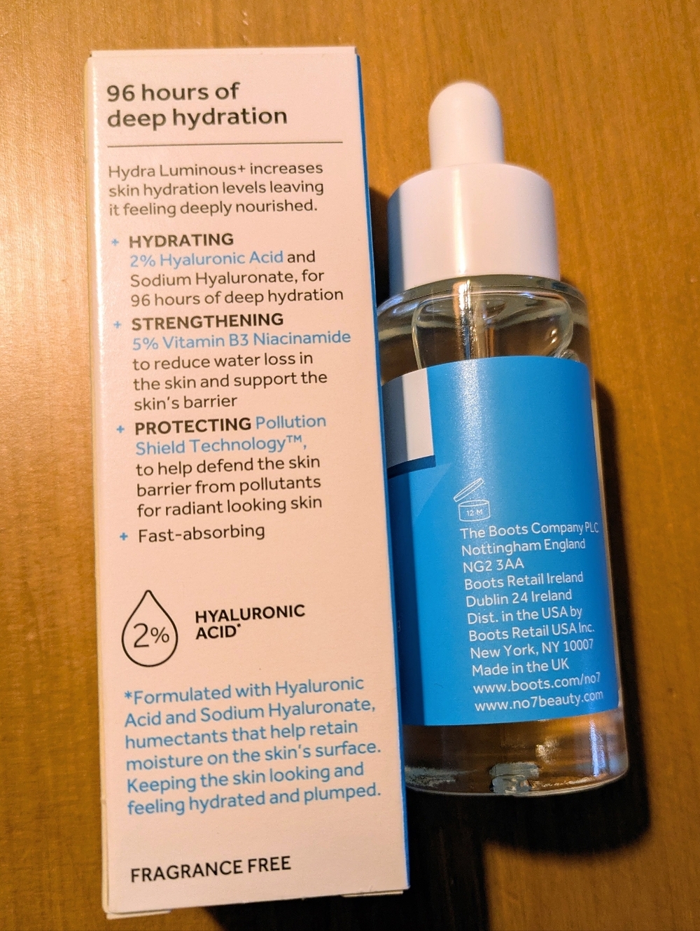 No7 Hydra Luminous+ Hydrating 2% Hyaluronic Acid Serum - Picture 2 of 3